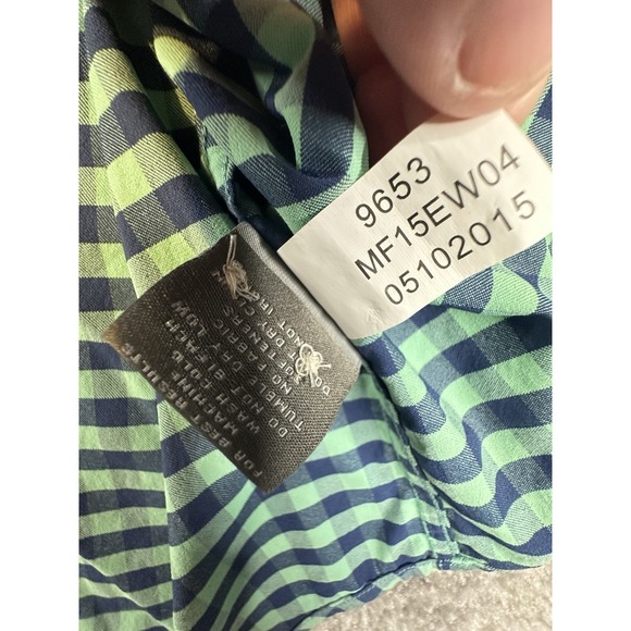 Peter Millar Shirt Mens M Green Check Gingham Summer Comfort Long Sleeve - Picture 8 of 9